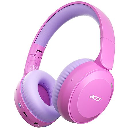 acer Kids Bluetooth Headphones, 85/94dB Volume Limiter, Foldable Wireless Over-Ear Headphones for iPad, Travel, 60H Playtime, Bluetooth 6.0, Built-in Mic, Pink, OHR668 $9.59