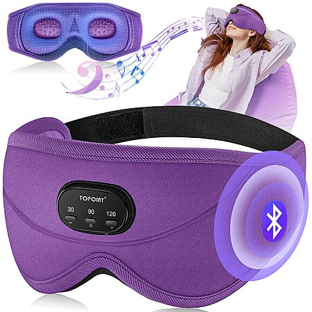 TOPOINT Sleep Mask with Bluetooth Headphones, 3D Eye Mask for Sleep Headphones with White Noise
