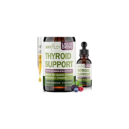 JAXVITLCY Thyroid Support Drops, Ashwagandha & Iodine, Berry, 4 Fl Oz