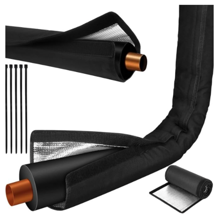 Outdoor HVAC Copper Pipe Insulation Cover, 72x10.2 Inch Flexible 600D Oxford AC Pipe Insulation Cover for Outside Wrap