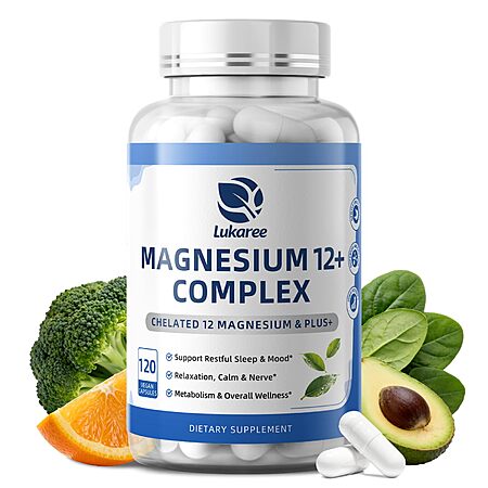 Magnesium Glycinate Complex - 12 Forms of Glycinate,Citrate & B6,120 Caps