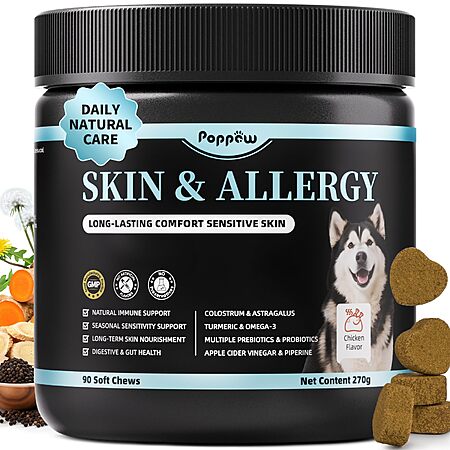Dog Allergy Relief Soft Chews - Skin & Gut Health, Chicken, 90 Ct