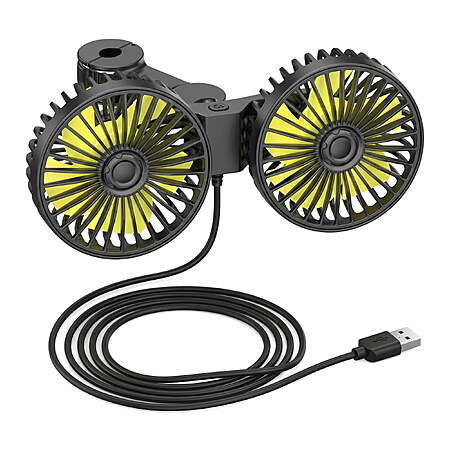 Car Fans for Backseat Portable Fan for Car Back Seat,Car Seat Fan Dual-Head USB Car Fan, Rear Seat Cooling Fan for Car SUV Truck, 12V/USB High Velocity Fan