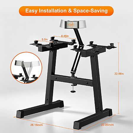 Adjustable Dumbbell Stand, Weight Rack with Phone Holder, 220LBS Capacity Alloy Steel