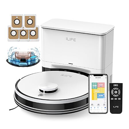 ILIFE A30 Pro Robot Vacuum and Mop,10000Pa Max Suction, Self-Emptying