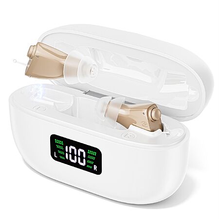 CIC Hearing Aids for Seniors with Rechargeable UV Cleaning Charging Case