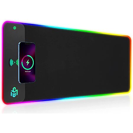 GIM Wireless Charging RGB Gaming Mouse Pad 15W, LED Mouse Mat 800x300x4MM, 10 Light Modes