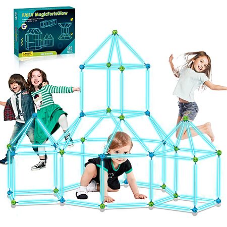 FAILV Fort Building Kit for Kids Glow in The Dark 120 PCS Air Fort Builder Kids