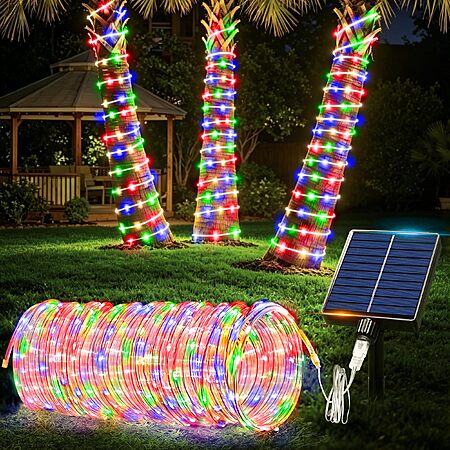 Solar Rope Lights Outdoor Waterproof, 33FT 100 LED Solar String Lights Christmas Decor