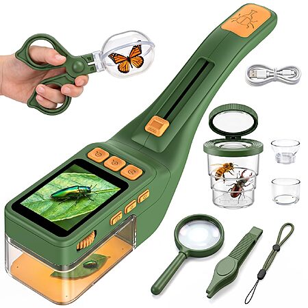 Kids Handheld Microscope Bug Catcher, STEM Educational Exploration Toy