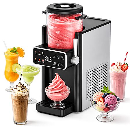 Slushie Machine for Home, Ice Cream Maker, 6 Presets, No Ice Needed, Black