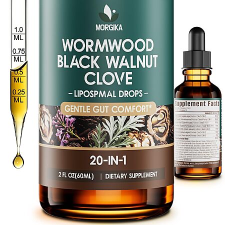 20-in-1 Wormwood Black Walnut Clove Cleanse Drops, Gut Cleanse & Detox