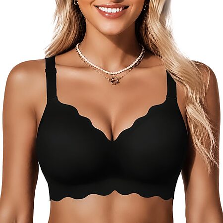 COCOMARTS Jelly Bras for Women No Underwire Wireless Push Up Bra Black,S