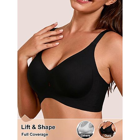 COCOMARTS Jelly Bras for Women No Underwire Seamless Push Up Bra Black, S