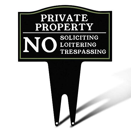 CIGERA Private Property No Trespassing, No Soliciting and No Loitering Signs with Stake