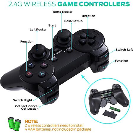 Retro Game Console, Retro Gaming Console with Built-in 9 Emulators, 25200+Games, 4K HDMI Output, Dual 2.4GHz Wireless Controller