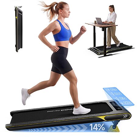YPOO Walking Pad with 14% Incline Under Desk Treadmill for Home & Office