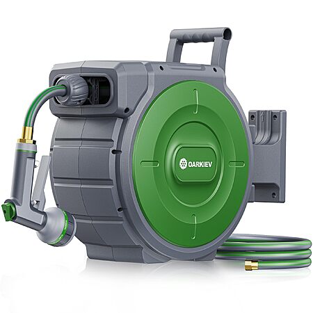 OARKIEV Garden Retractable Hose Reel, 1/2 Inch x 150 ft Wall Mounted Garden Hose Reel