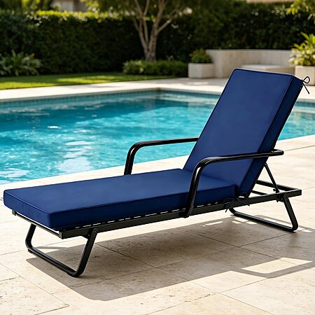 TheKorva Chaise Lounge Cushions Outdoor, 72"x21"x3", Navy Blue