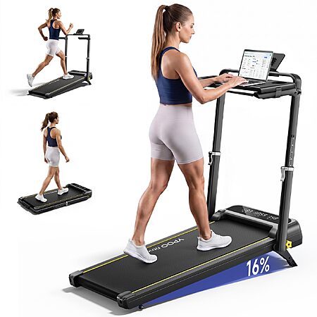 YPOO Walking Pad with Removable Desk, 16% Incline Treadmill, 300LBS