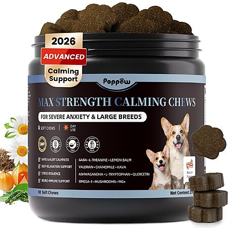 POPPAW Calming Chews for Dogs - Advanced Calming Treats for Dogs Anxiety