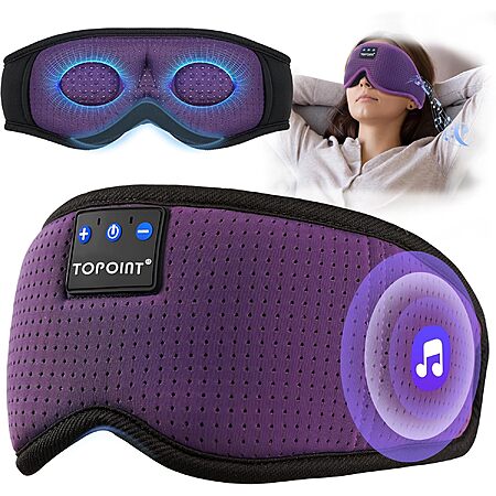 TOPOINT Sleep Mask Headphones Bluetooth 5.4, 3D Eye Mask for Sleeping with Light Blocking