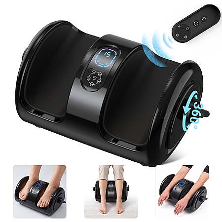 Anqdy Foot Rolling Massager Machine w/ Heated & Remote Control for Home & Office, Black