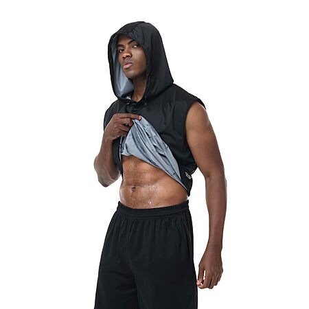 HITASTAR Men's Sauna Shirt Anti-Tear Heat Trapping Pullover Vest Hooded Tank Top for Exercise & Fitness