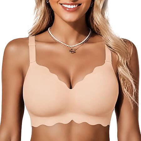 COCOMARTS Jelly Bras for Women No Underwire Wireless Push Up Bra Nude,L