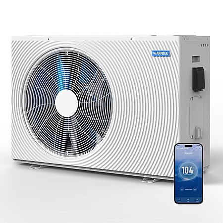WARMBLU 33,000 Gallons Inverter Pool Heat Pump for Inground Pools 220V | H35 120,000 BTU Electric Pool Heater