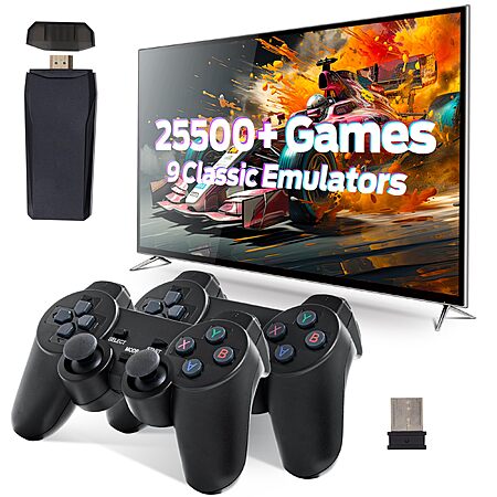 Retro Game Console, Plug & Play for TV with 25500+ Built-in Games, and 2.4GHz Wireless