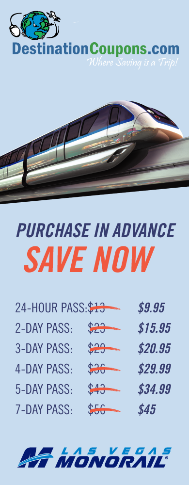Las Vegas Monorail Passes - 30% Off $9.95