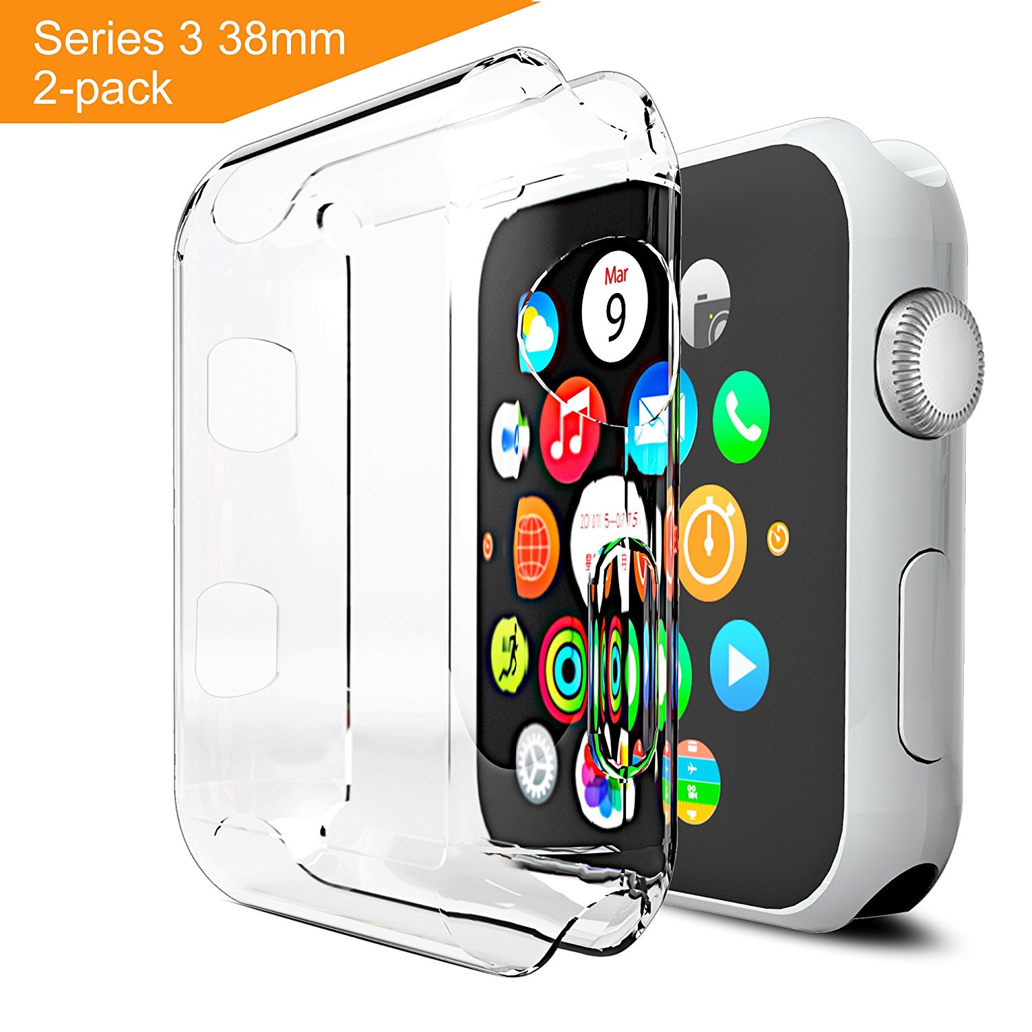 30% Off on amazon Arae Apple watch 3 case & screen protector [2-pack] Soft TPU Full Cover protective case for apple watch series 3 [iWatch 3] - 42mm $5.59