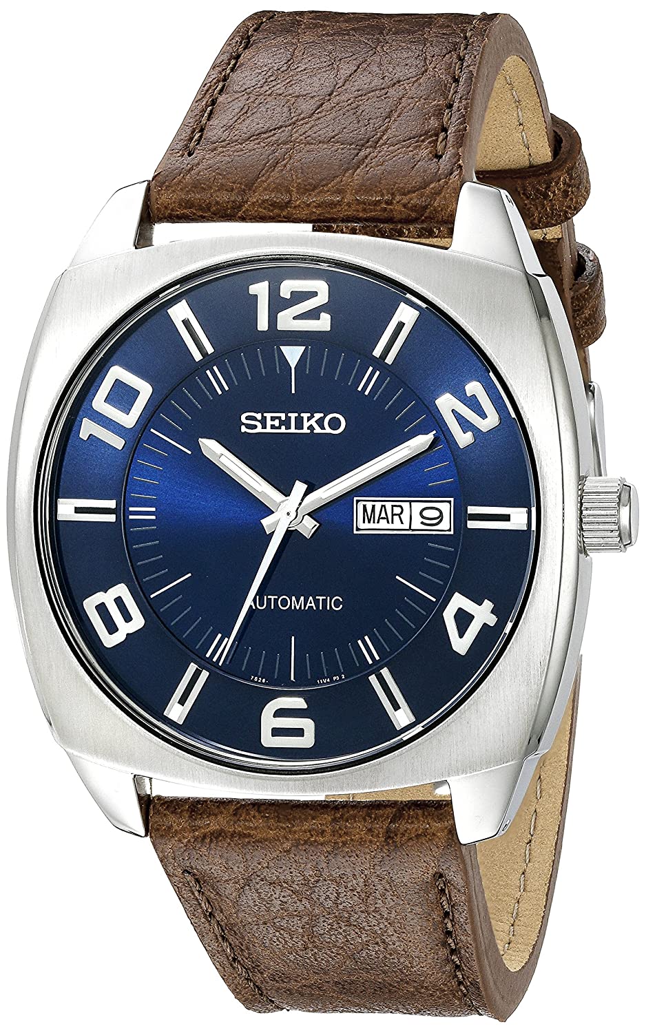 Seiko Men's SNKN37 Stainless Steel Automatic Self-Wind Watch with Brown Leather Band - Amazon $98.98 Free Shipping and return