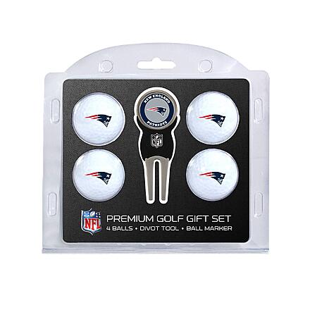 New England Patriots Team Golf NFL Regulation Size Golf Balls (4 Count) & Divot Tool with Removable Double-Sided Magnetic Marker