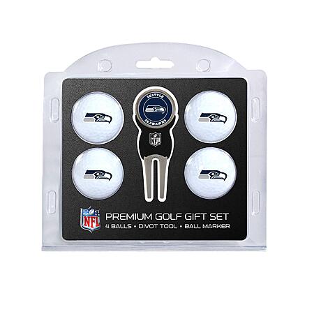 Seattle Seahawks Team Golf NFL Regulation Size Golf Balls (4 Count) & Divot Tool with Removable Double-Sided Magnetic Marker