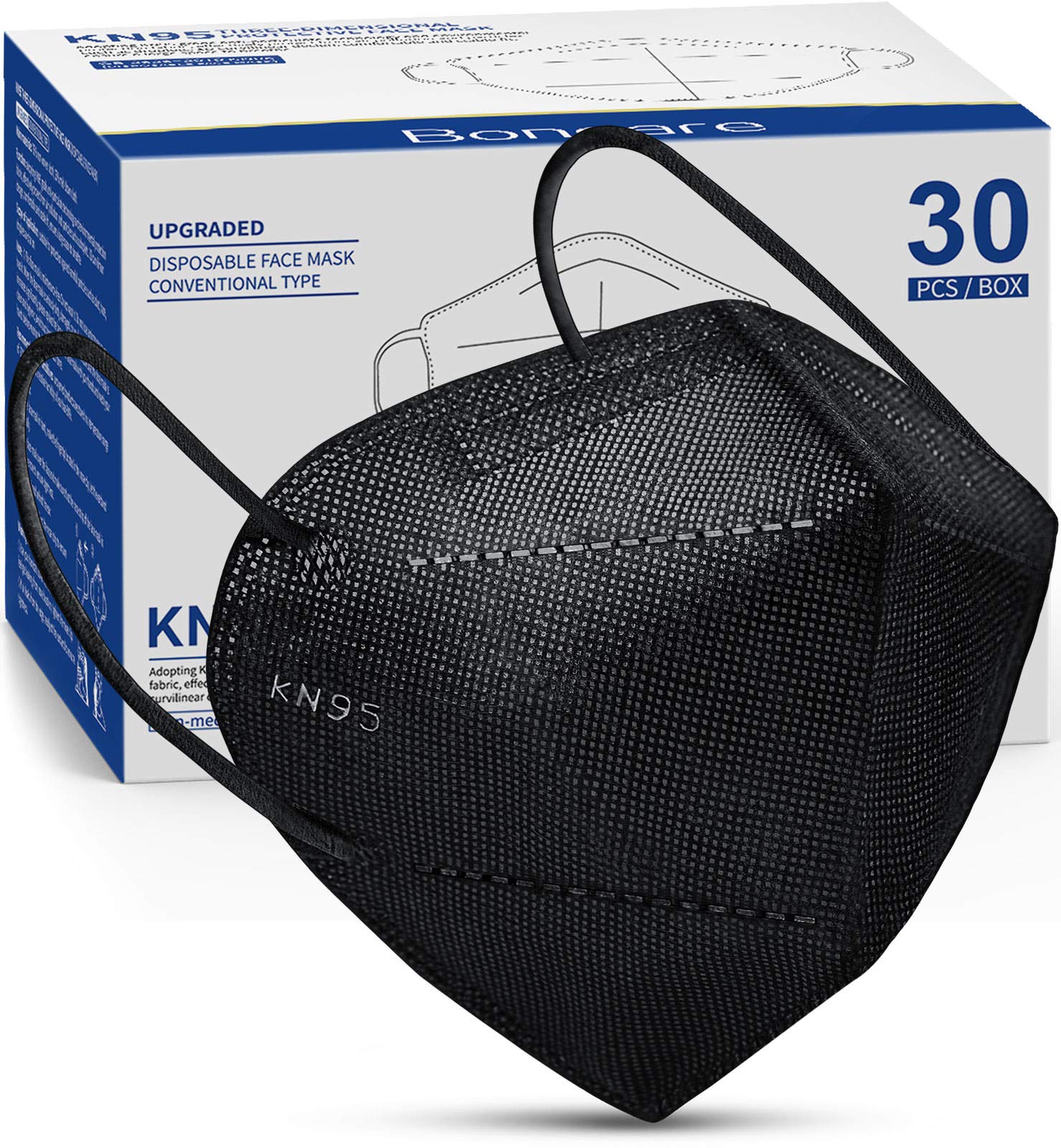 KN95 Face Mask 30 PCs, 5-Layer Black Face Mask for Men & Women - $12.92