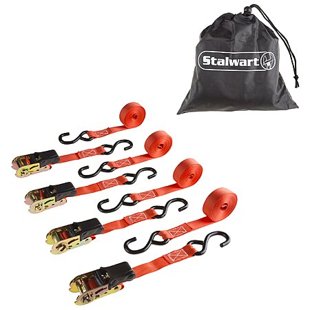 4-Pack 15' Stalwart Heavy Duty Ratchet Straps (500lb Load Cap, 1,500 ...