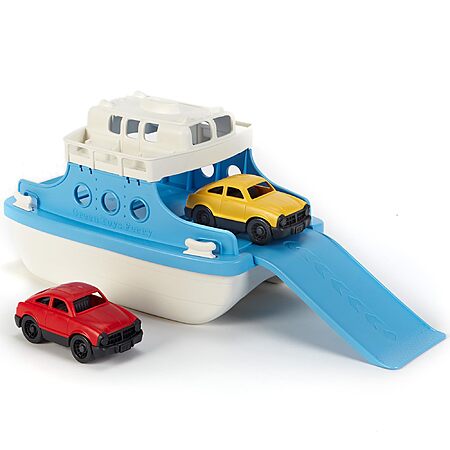 Green Toys Ferry Boat with Mini Cars Bathtub Toy (Blue/White) $12 