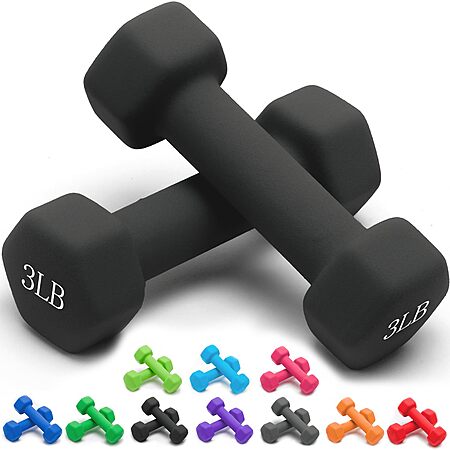 3-Pound Portzon Hex Shape Neoprene Anti-Slip Dumbbell Weight Set (Black) $8.69 + Free Shipping w/ Prime or on $35+