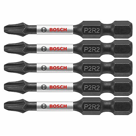 5-Pc Bosch Impact Tough 2" Phillips/Square #2 Power Bits $3.85