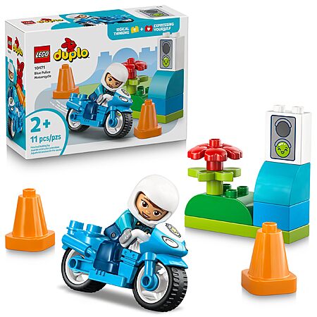 11-Piece LEGO Duplo - Blue Police Motorcycle $6.99 + Free Shipping w/ Prime or on $35+
