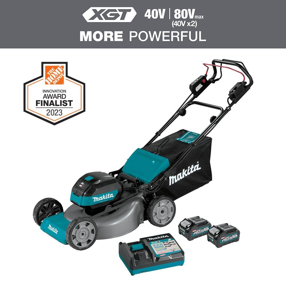 Makita 40V max XGT Brushless Cordless 21 in. Walk Behind Self Propelled Commercial Lawn Mower Kit 2x4.0Ah Batteries Charger Home Depot Clearance 500