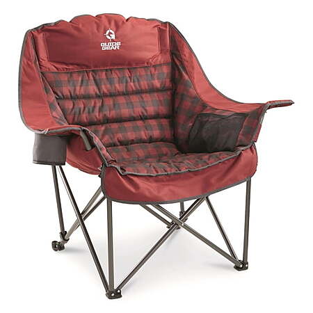 Guide Gear Oversized XL Comfort Padded Camping Chair (Red Plaid or Blue) $60 + Free S&H