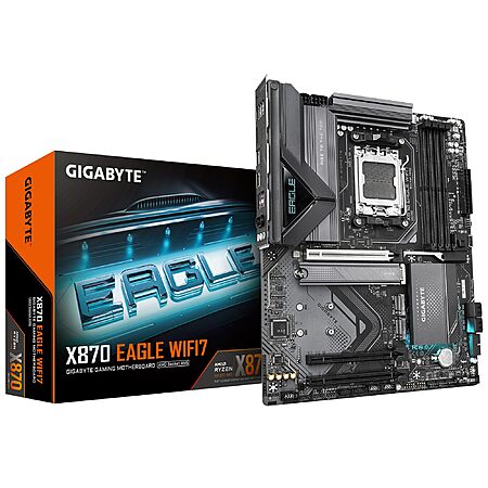 GIGABYTE X870 Eagle WIFI7 Motherboard - Supports AMD Ryzen 9000 CPUs, 14+2+2 Phases VRM, up to 8000MHz DDR5 (OC), 1xPCIe 5.0, Wi-Fi 7, 2.5GbE LAN, USB 4 $162.17
