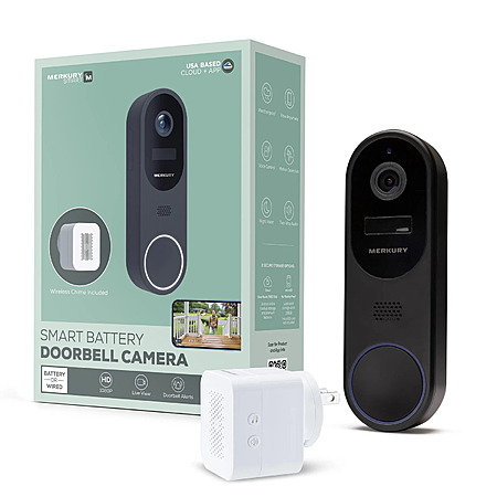 Merkury Smart Wire-Free Battery Doorbell Camera & Chime (MI-CW074-125W)