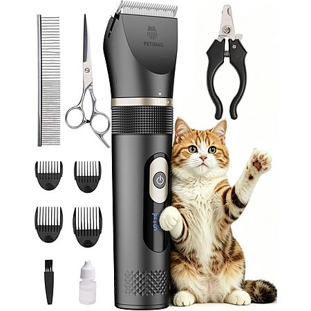5-Pc Petimao Cat Grooming Kit w/ 5-Speed Clippers, Scissors, & More $19.80 + Free S&H
