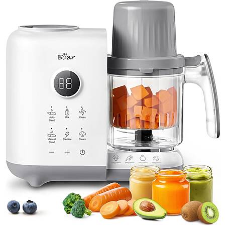 Prime: Bear Baby Food Maker Steamer & Blender with Dual-Layer Steam Baskets, 18.5oz white $34.99 + Free Shipping