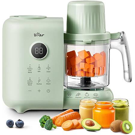 Bear Baby Food Maker Steamer & Blender with Dual-Layer Steam Baskets, 18.5oz Green $48 + Free Shipping