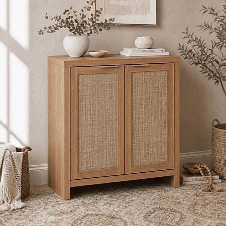 Walmart+: ARKANTOS Sideboard Buffet Cabinet with Large Storage Boho Rattan Coffee Bar Cabinets $94 + Free Shipping